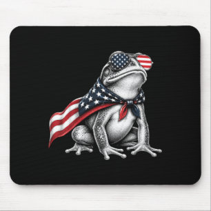 Frog 4th Of July Us Aamerican Flag Patriotic Mouse Pad