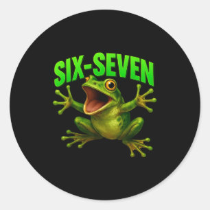 Frog 67 Meme Six Seven Funny Gen Alpha  Classic Round Sticker