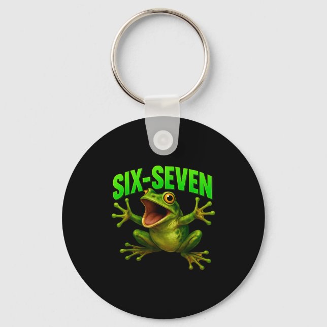 Frog 67 Meme Six Seven Funny Gen Alpha  Key Ring (Front)