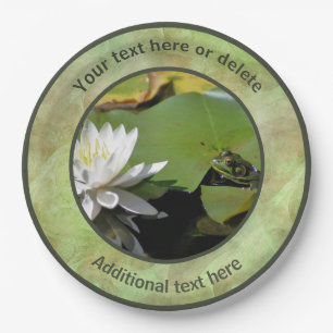 Frog Admiring Lotus Flower Personalized Party Paper Plate