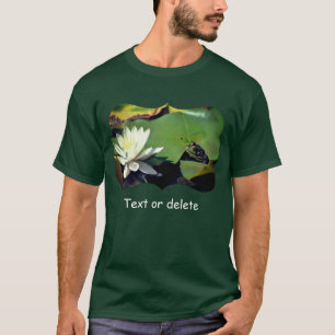 Frog Admiring Water Lily Nature Dark Personalized T-Shirt