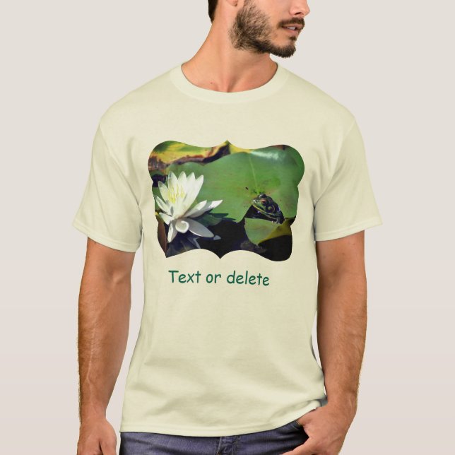 Frog Admiring Water Lily Nature Light Personalized T-Shirt (Front)