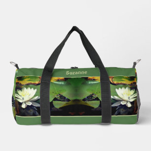 Frog Admiring Water Lily Personalised Duffle Bag