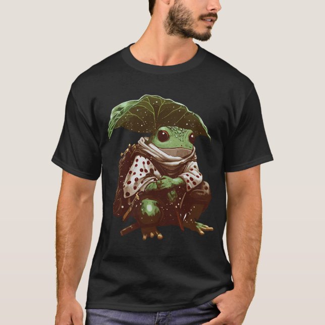 Frog Adventurer Under Leaf T-Shirt (Front)