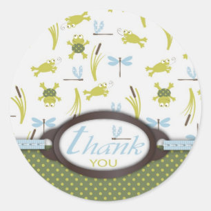 Frog and Dragonfly Thank You Classic Round Sticker