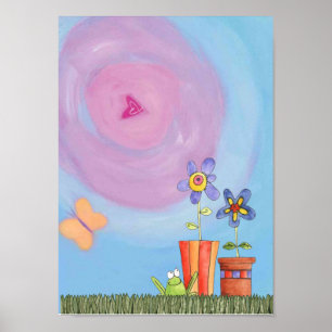 frog and flowers poster