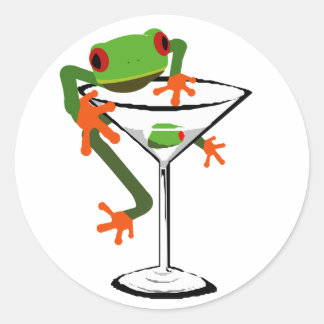 Frog and Martini Classic Round Sticker