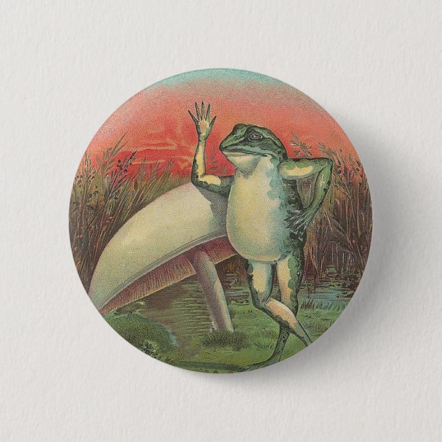 Frog and Mushroom 6 Cm Round Badge (Front)