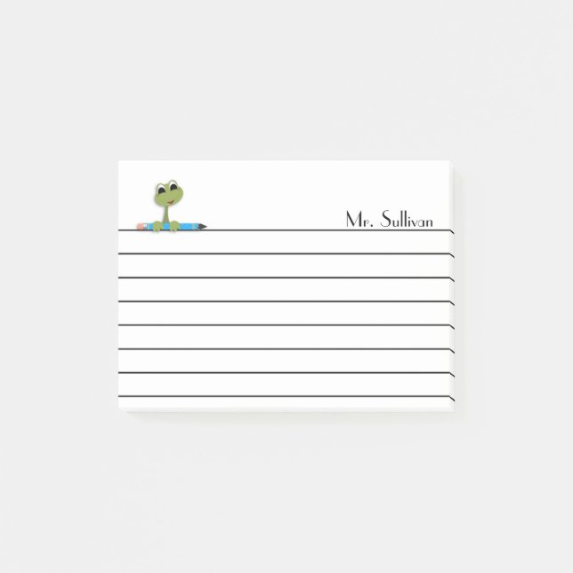 Frog and Pencil, Lined Post-it Notes (Front)