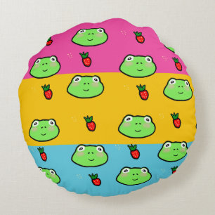 Frog and Strawberry Lover Round Cushion