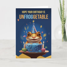 Frog and Tasty Birthday Cake with Play on Words