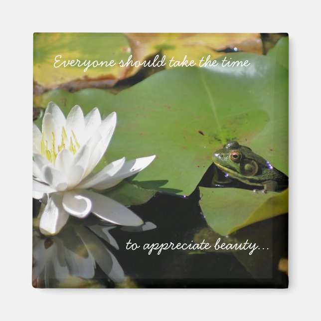 Frog and Water Lily Inspirational Quote Magnet (Front)