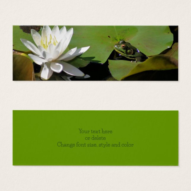 Frog And Water Lily Nature Mini Bookmark (Front & Back)
