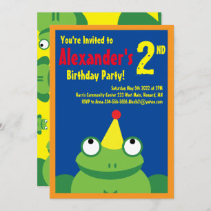 Frog Animal Kid's Birthday Party Invitations