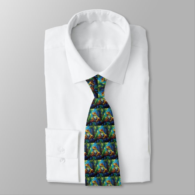 Frog Art Necktie (Tied)