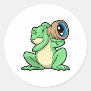 Frog as Astronomy with Telescope Classic Round Sticker