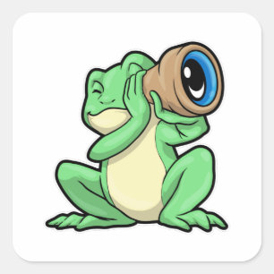 Frog as Astronomy with Telescope Square Sticker