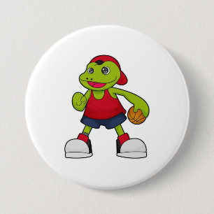 Frog as Basketball player with Basketball 7.5 Cm Round Badge