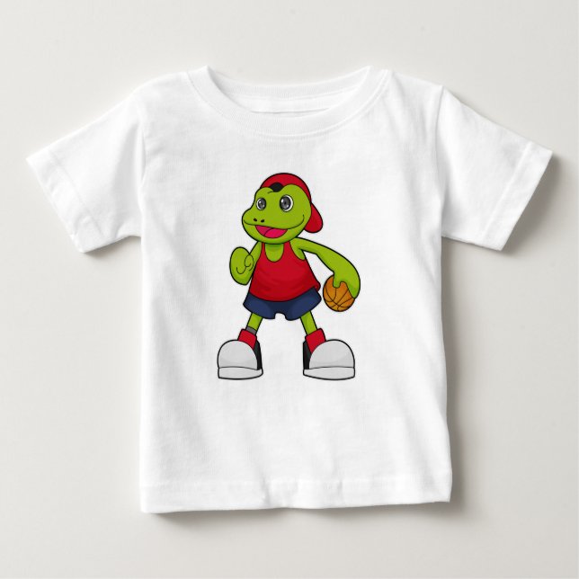 Frog as Basketball player with Basketball Baby T-Shirt (Front)
