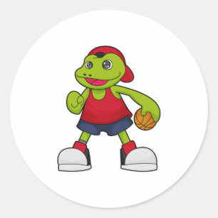Frog as Basketball player with Basketball Classic Round Sticker