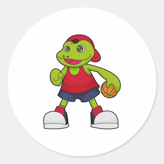 Frog as Basketball player with Basketball Classic Round Sticker (Front)