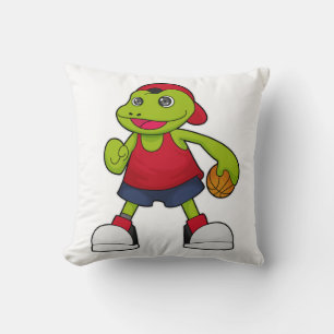 Frog as Basketball player with Basketball Cushion