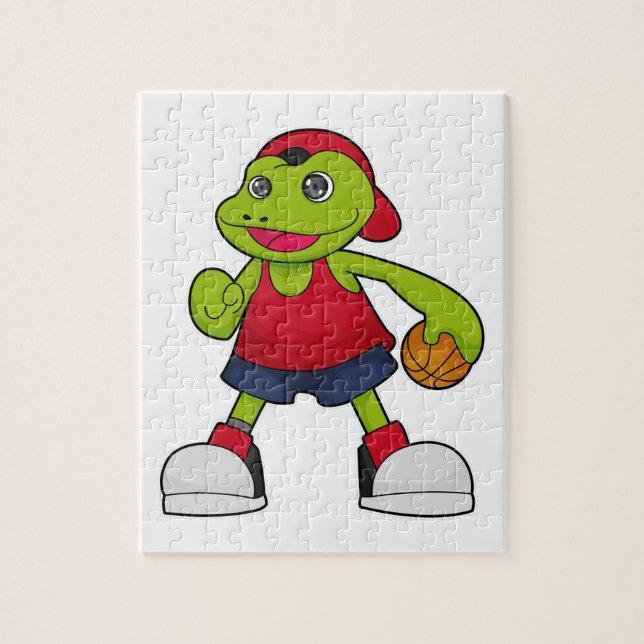 Frog as Basketball player with Basketball Jigsaw Puzzle (Vertical)