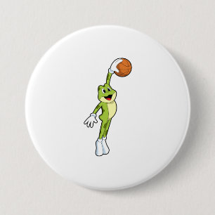 Frog as Basketball player with Basketball.PNG 7.5 Cm Round Badge