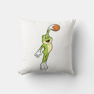 Frog as Basketball player with Basketball.PNG Cushion