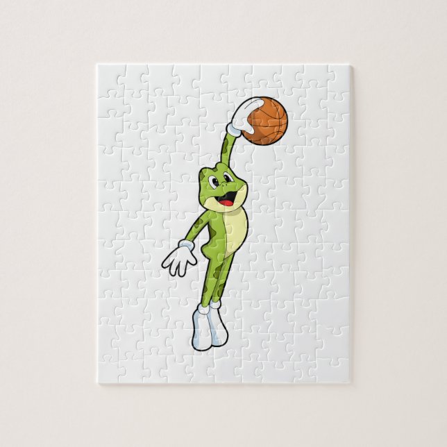 Frog as Basketball player with Basketball.PNG Jigsaw Puzzle (Vertical)