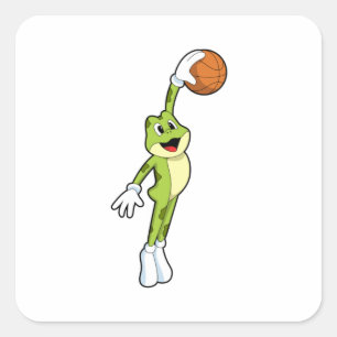 Frog as Basketball player with Basketball.PNG Square Sticker