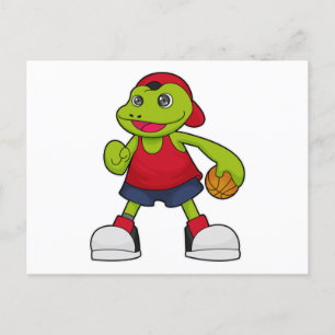 Frog as Basketball player with Basketball Postcard
