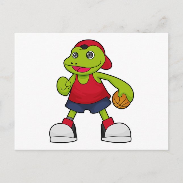 Frog as Basketball player with Basketball Postcard (Front)