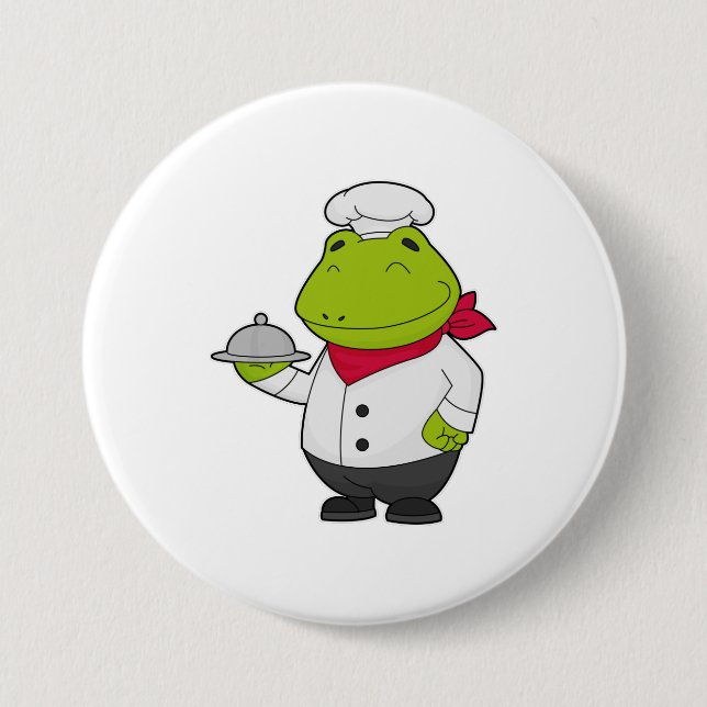 Frog as Cook with Platter 7.5 Cm Round Badge (Front)