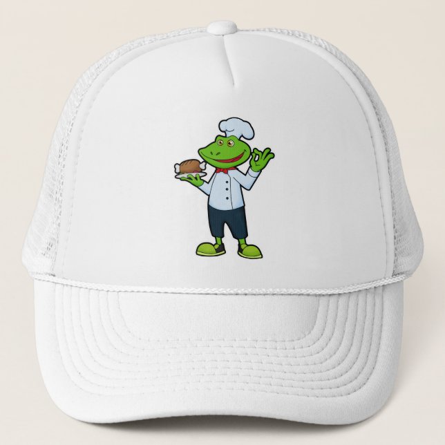 Frog as Cook with Serving plate & Chicken Trucker Hat (Front)