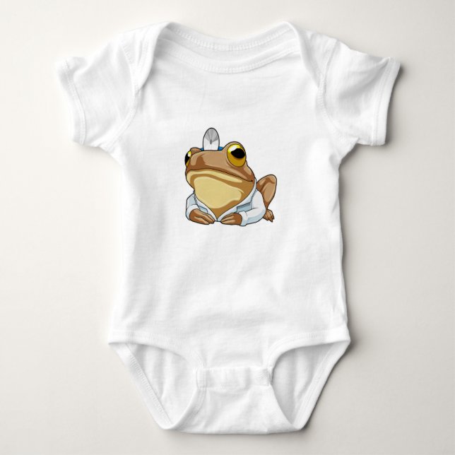 Frog as Doctor with Doctor's coat Baby Bodysuit (Front)