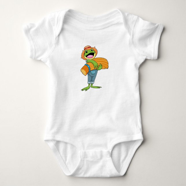 Frog as Farmer with Straw Baby Bodysuit (Front)