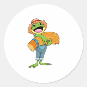 Frog as Farmer with Straw Classic Round Sticker
