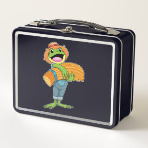 Frog as Farmer with Straw Metal Lunch Box
