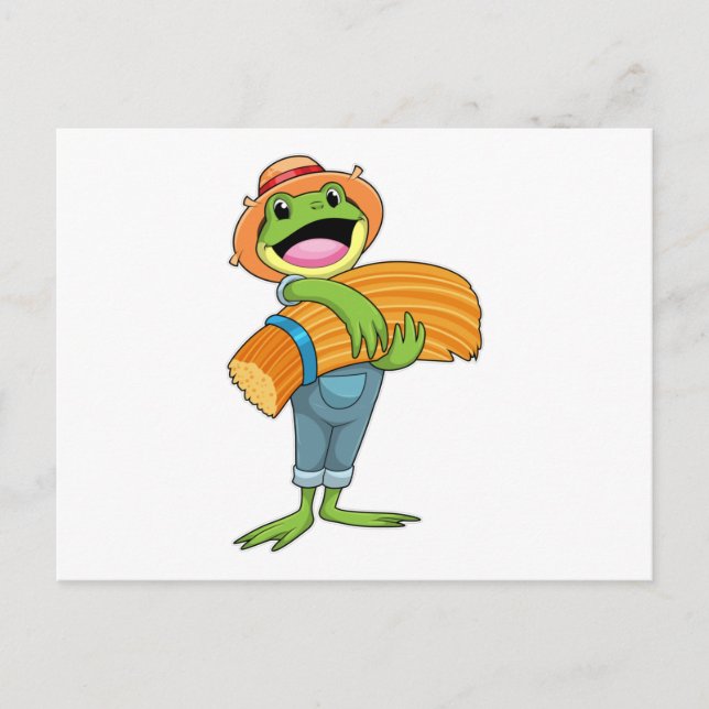 Frog as Farmer with Straw Postcard (Front)