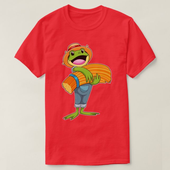 Frog as Farmer with Straw T-Shirt (Design Front)