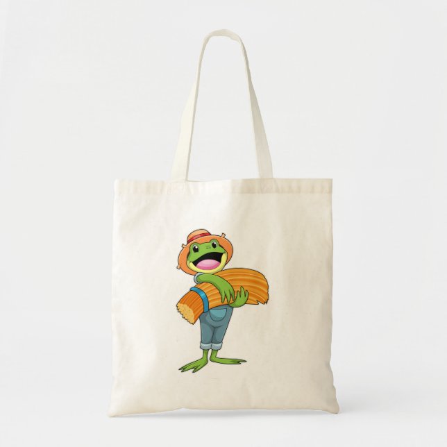 Frog as Farmer with Straw Tote Bag (Front)