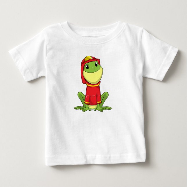 Frog as Firefighter with Helmet Baby T-Shirt (Front)