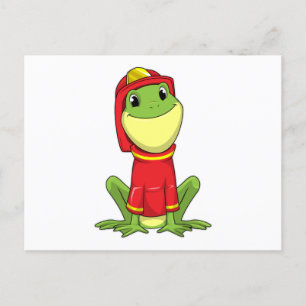 Frog as Firefighter with Helmet Postcard