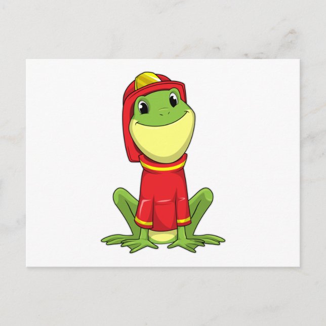 Frog as Firefighter with Helmet Postcard (Front)