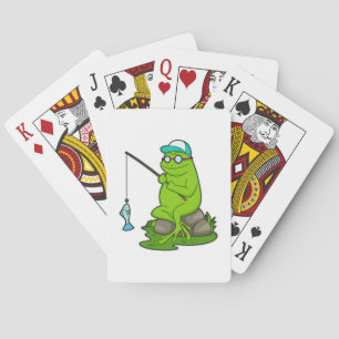 Frog as Fisher with Fishing rod & Fish Playing Cards