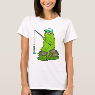 Frog as Fisher with Fishing rod & Fish T-Shirt
