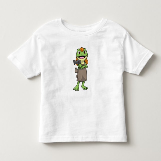 Frog as Hairdresser with Hairdryer Toddler T-Shirt (Front)