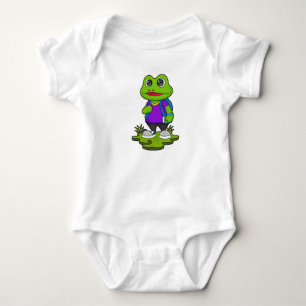 Frog as Hiker with Backpack Baby Bodysuit