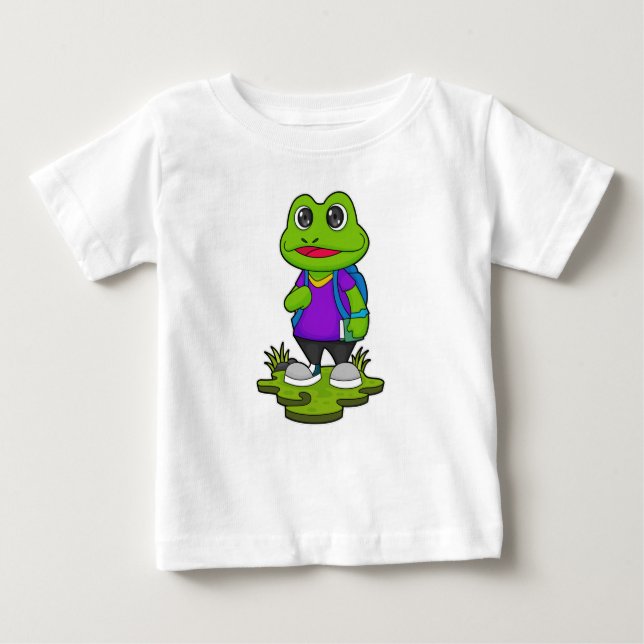 Frog as Hiker with Backpack Baby T-Shirt (Front)